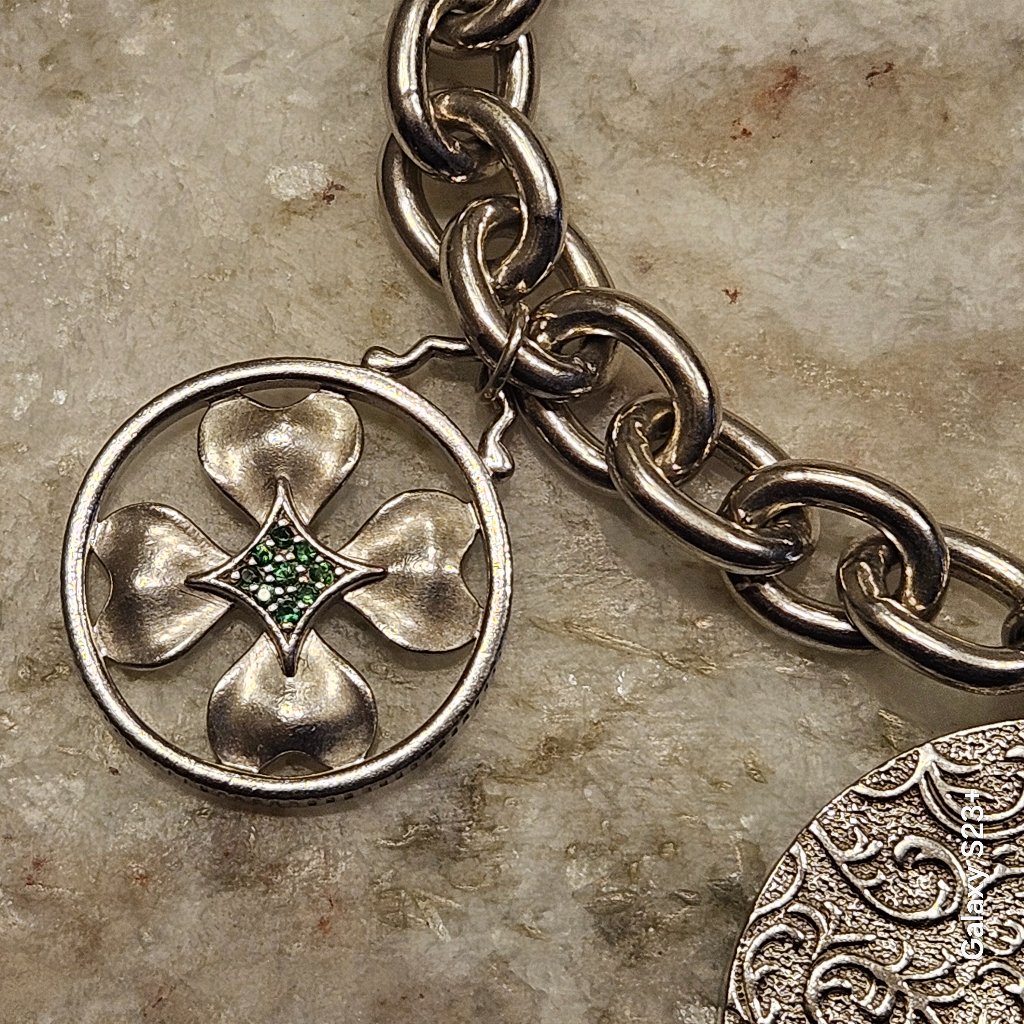 Rare Monica Rich Kosann 925 Silver Luck Charm Bracelet Engraved Vine Locket — image 3 of 8